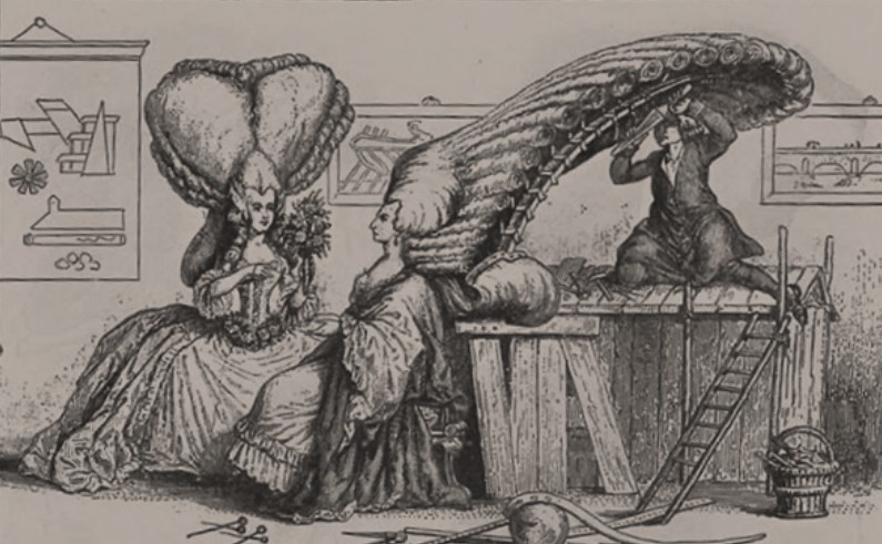 Карикатура на модные прически. XVIII в.