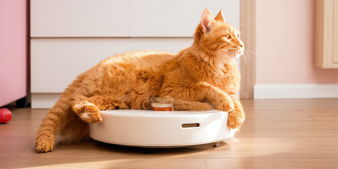 Кот и робот-пылесос