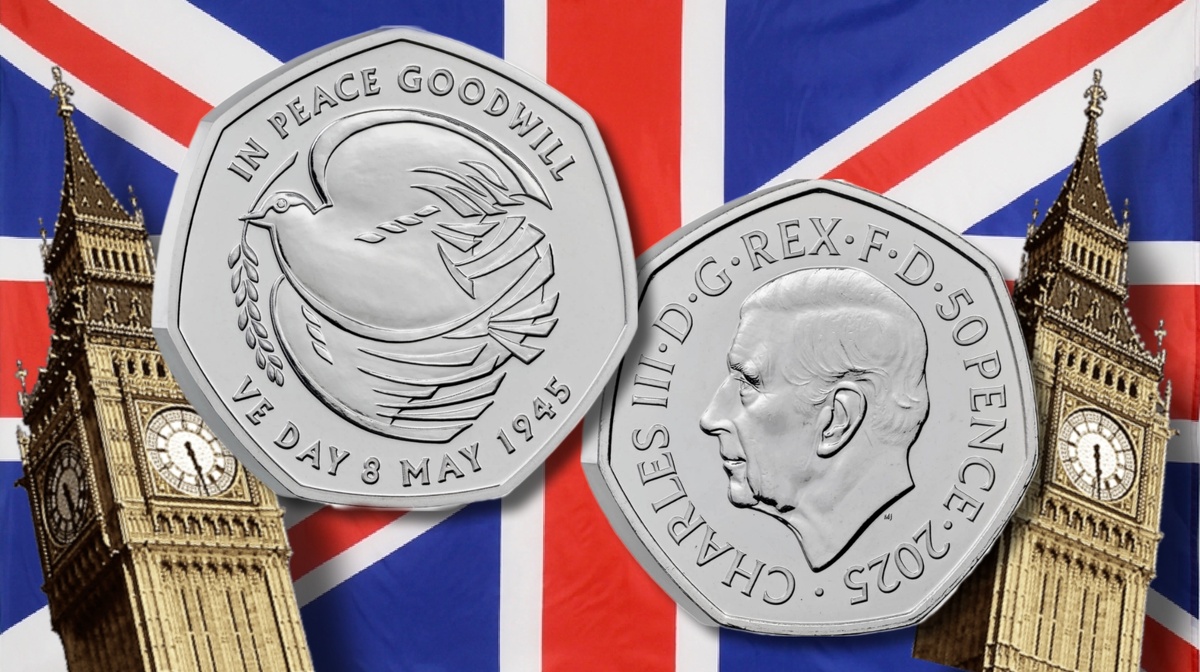 Монета Великобритании 50 пенсов 2025г. «День Победы в Европе. 8 мая 1945 г.»