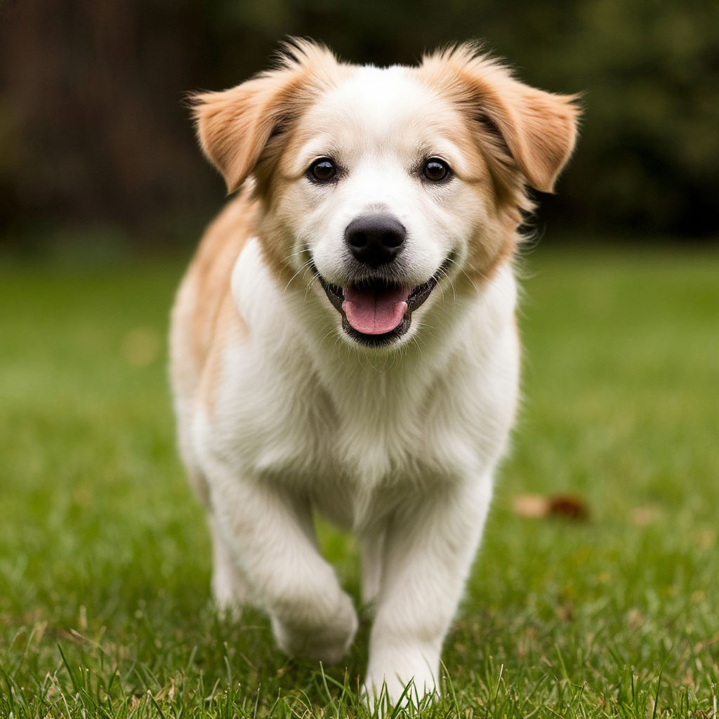 Собачка. Пока просто бежит по травке