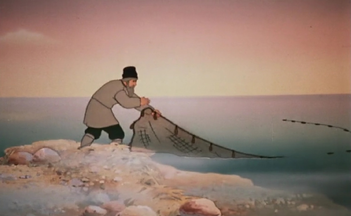   Кадр из мультфильма «Сказка о рыбаке и рыбке», студия «Союзмультфильм», 1950 г.