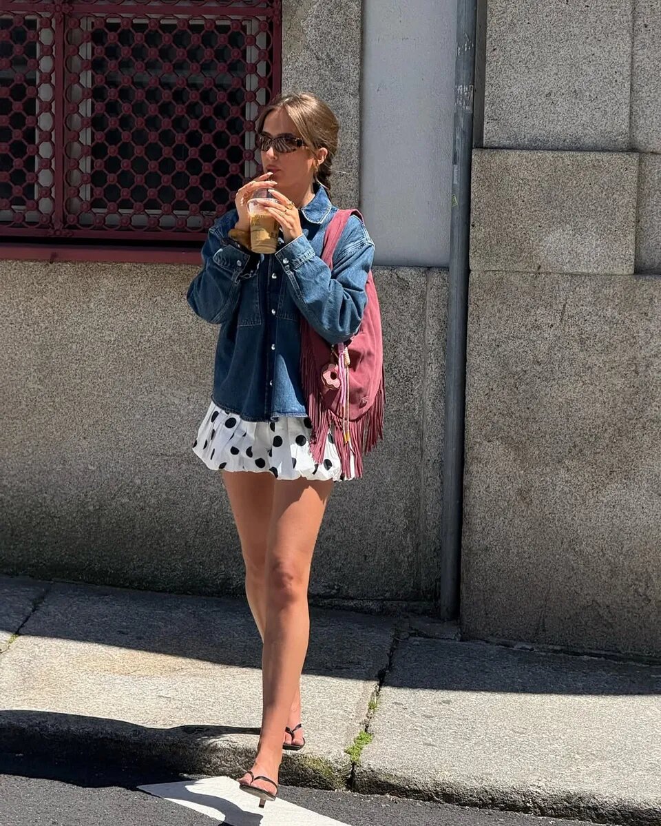 юбка-баллон в горох