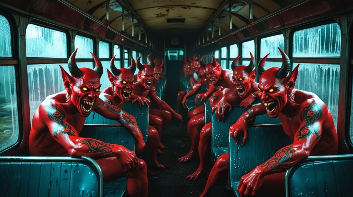  Оглядевшись вокруг, я увидела, что все пассажиры автобуса превратились в дьяволов.
