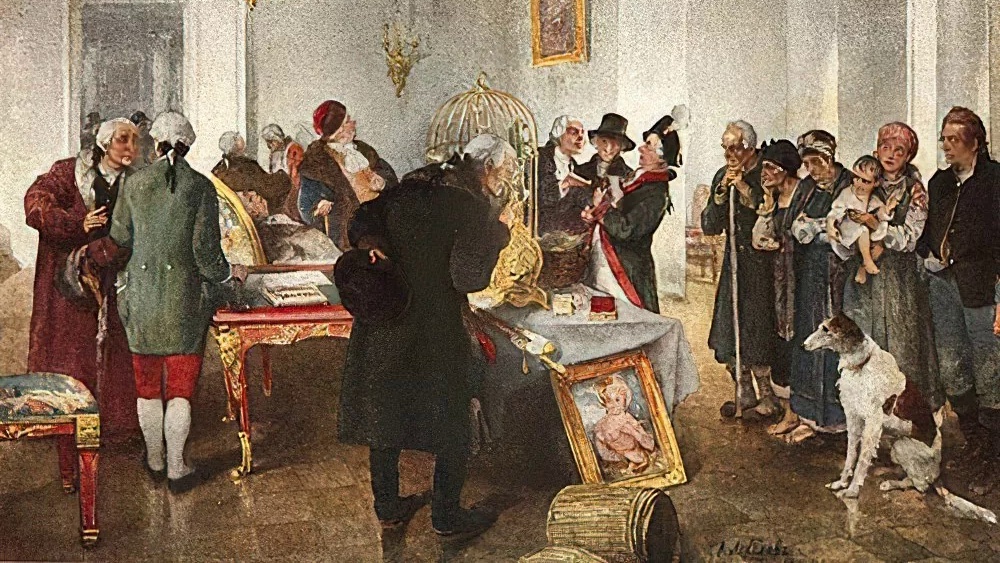 Картина К. Лебедева «Продажа крепостных с аукциона»