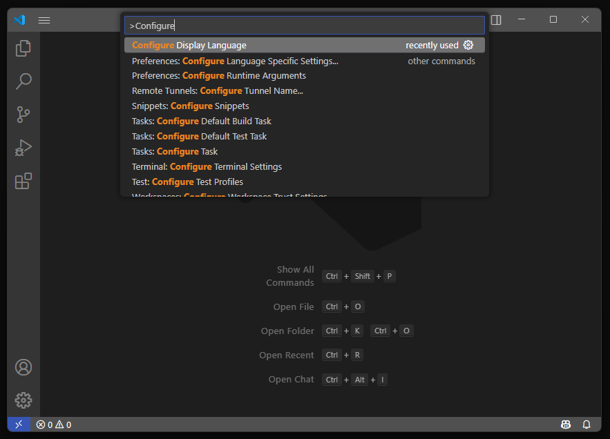 Палитра команд и смена языка