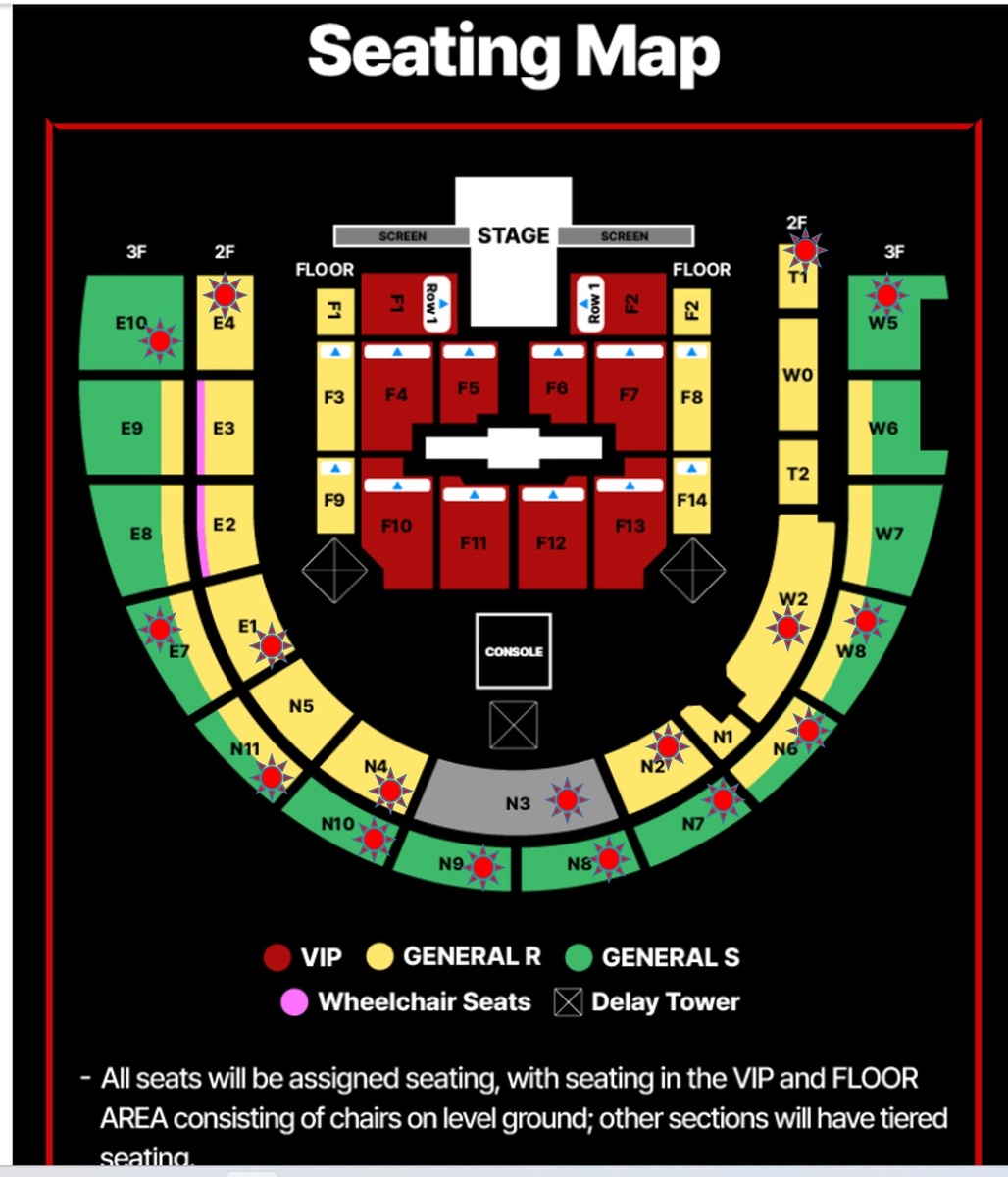 все сектора помеченные красными солнышками - с ограниченным обзором