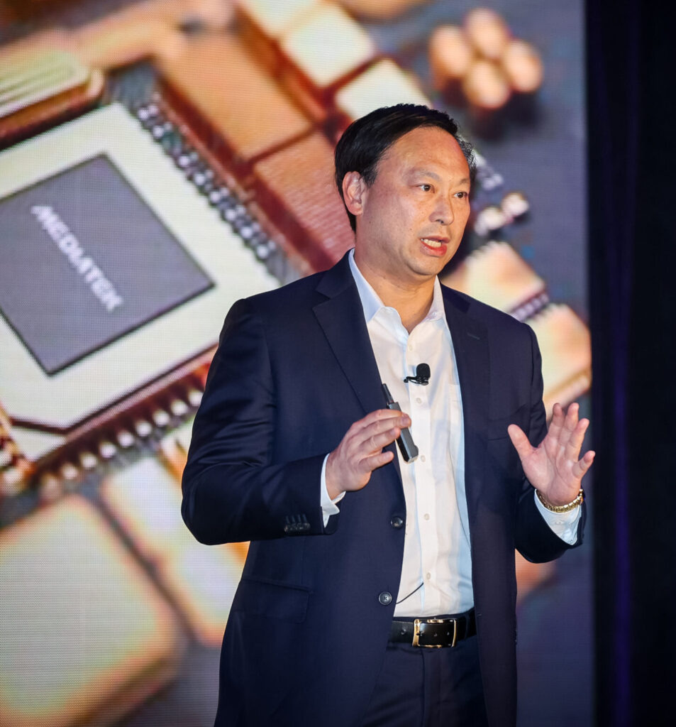 Above: James Chen of MediaTek speaking at WWC USA Sarasota in April 2024.