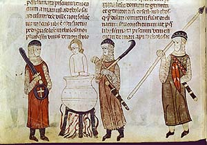 Средневековая Европа.
Казнь фальшивомонетчика