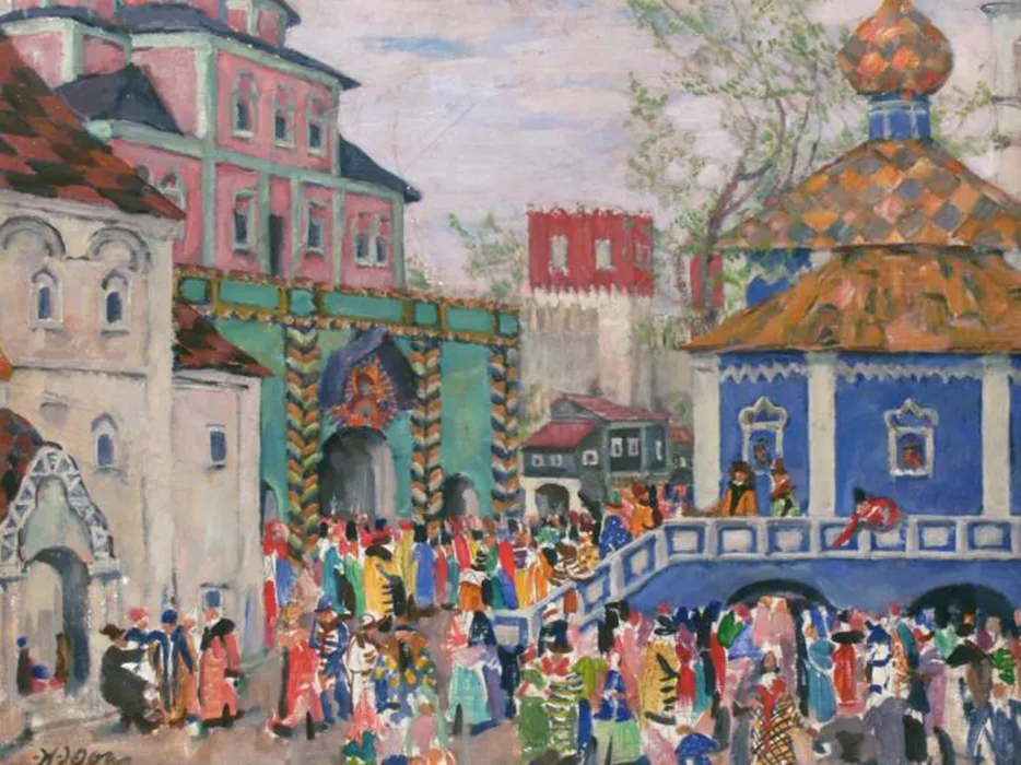 Александр Головин. Эскиз к декорации «Борис Годунов» (фрагмент). 1913. Государственный центральный театральный музей имени А.А. Бахрушина, Москва