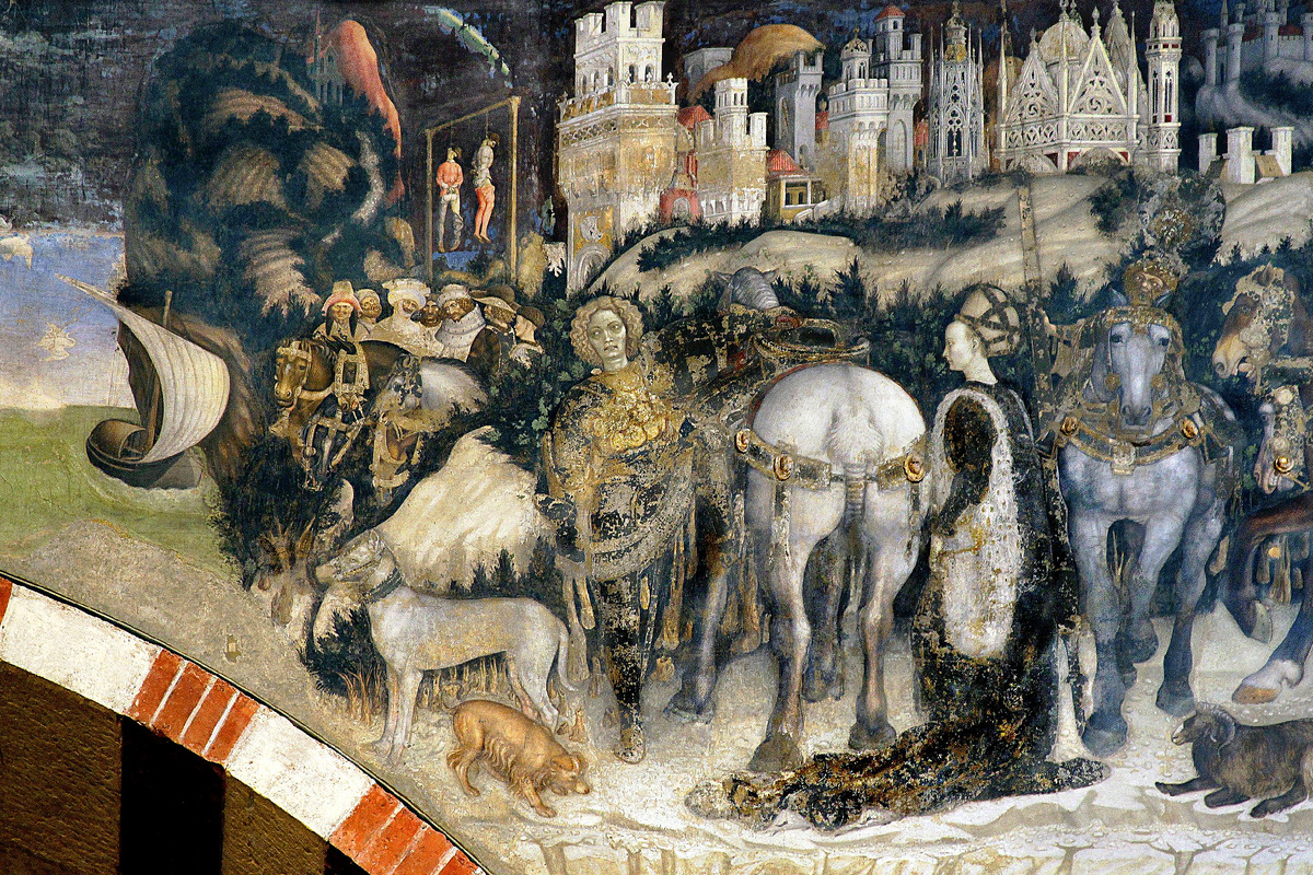 Пизанелло, «Святой Георгий и принцесса», 1436-1438, фреска, Церковь Сан-Анастасия, Верона