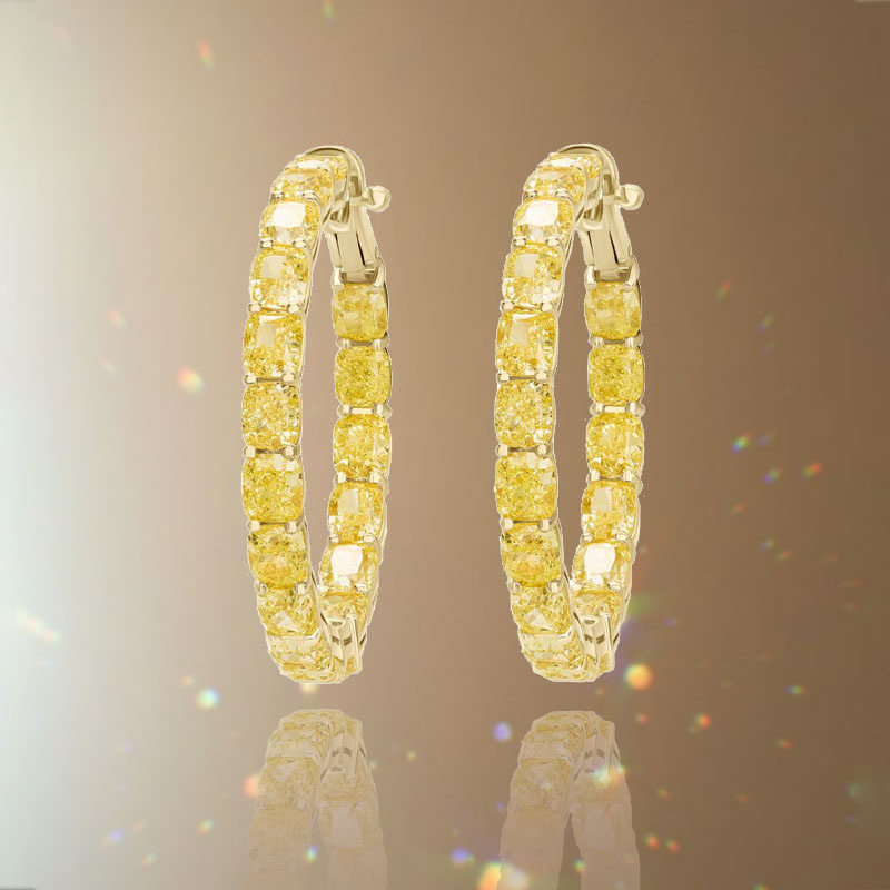 Серьги Mercury Classic из желтого золота с желтыми бриллиантами