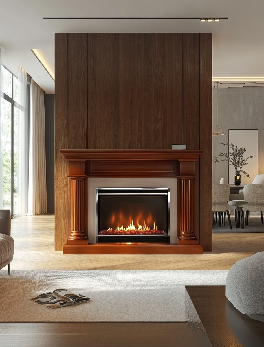    Электрический камин Venice в цвете махагони и с очагом Danville Chrome: создайте уют и стиль в вашем доме уже сегодня Kamin