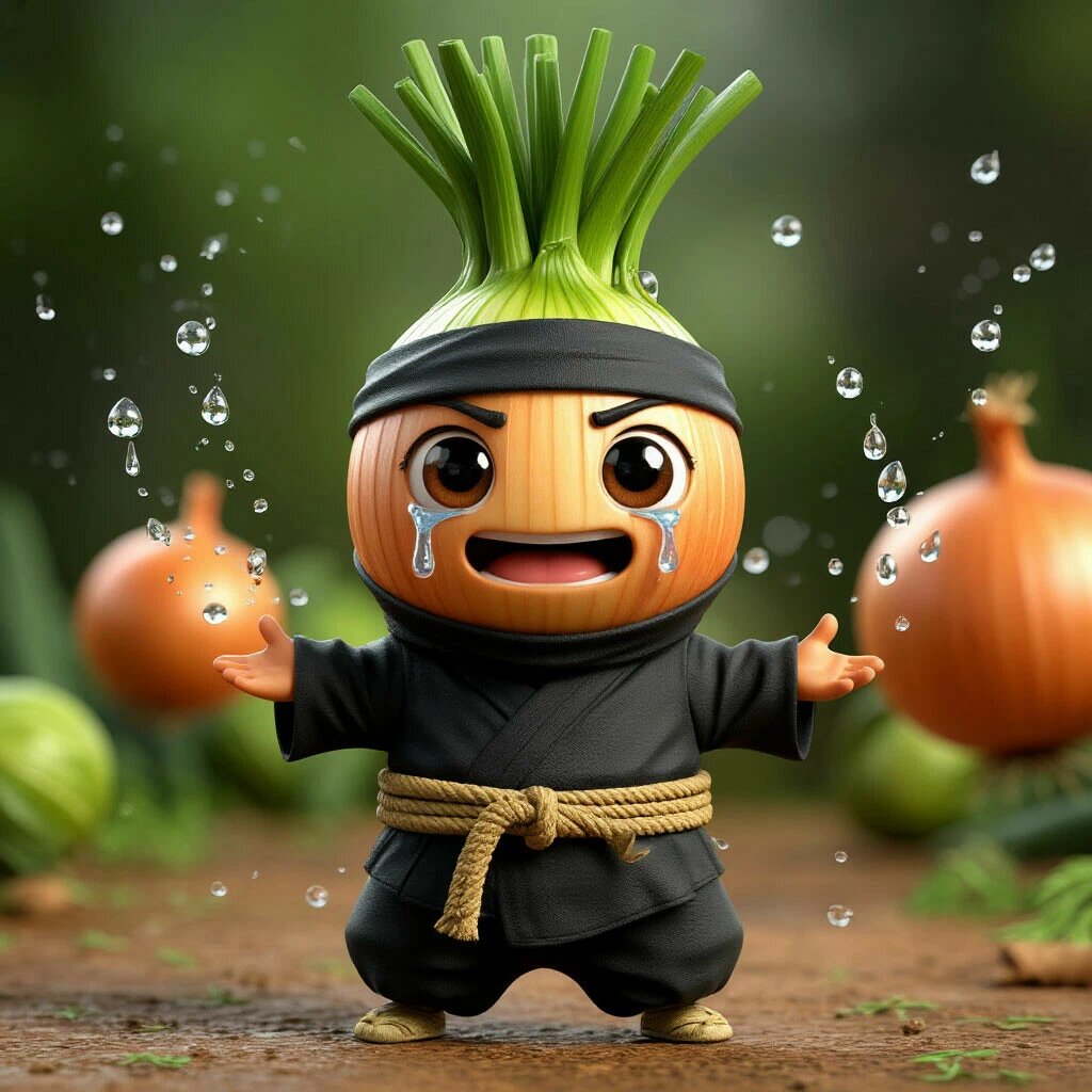 Приготовленный лук не вызывает у нас слёз, потому что при варке или обжарке ферменты, которые участвуют в образовании раздражающего газа, инактивируются. Картинка сгенерирована в нейросети «Шедеврум».