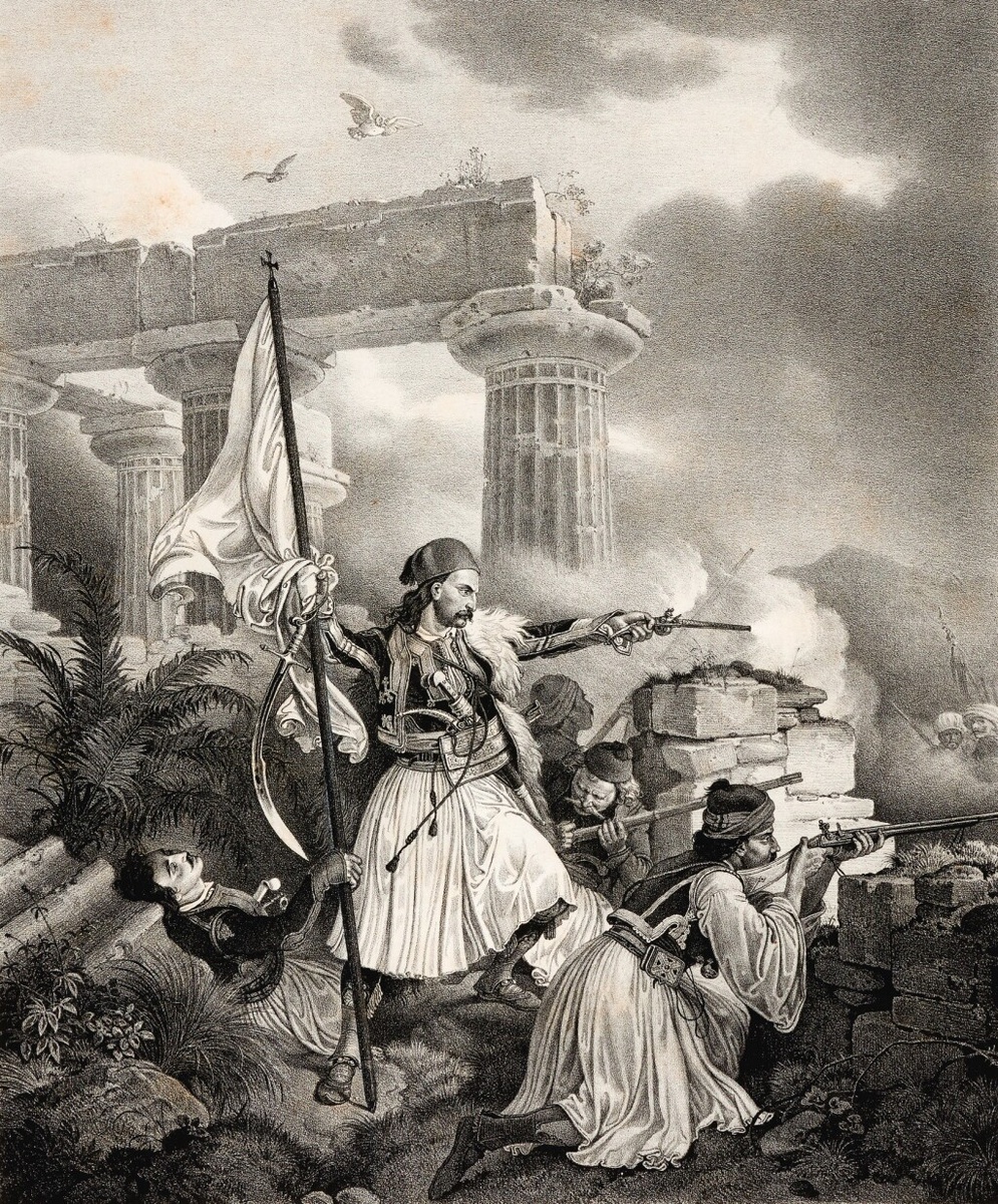 Греческие повстанцы обороняют развалины древнего Коринфа