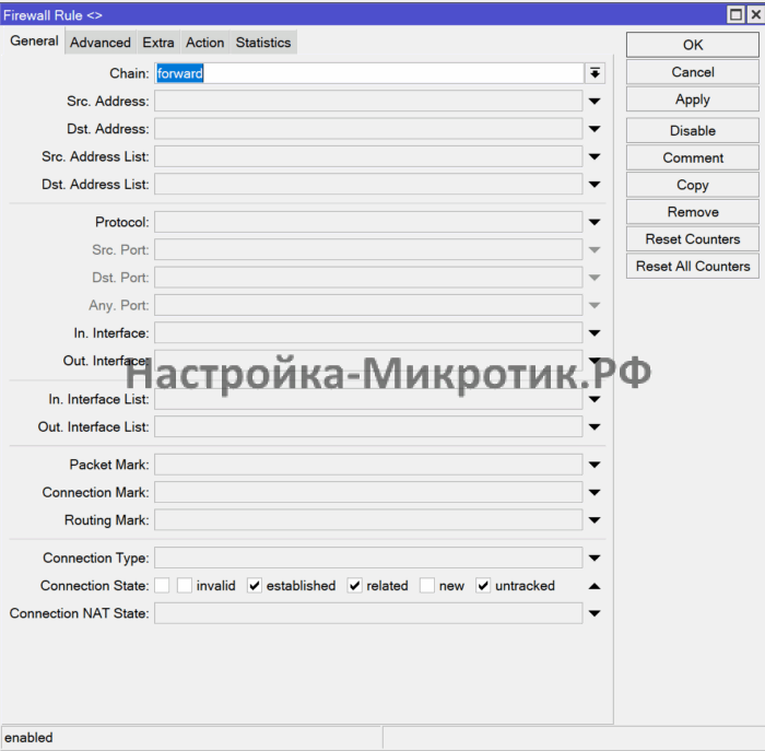 В цепочке forward
Весь установленный, связанный и не отслеживаемый трафик