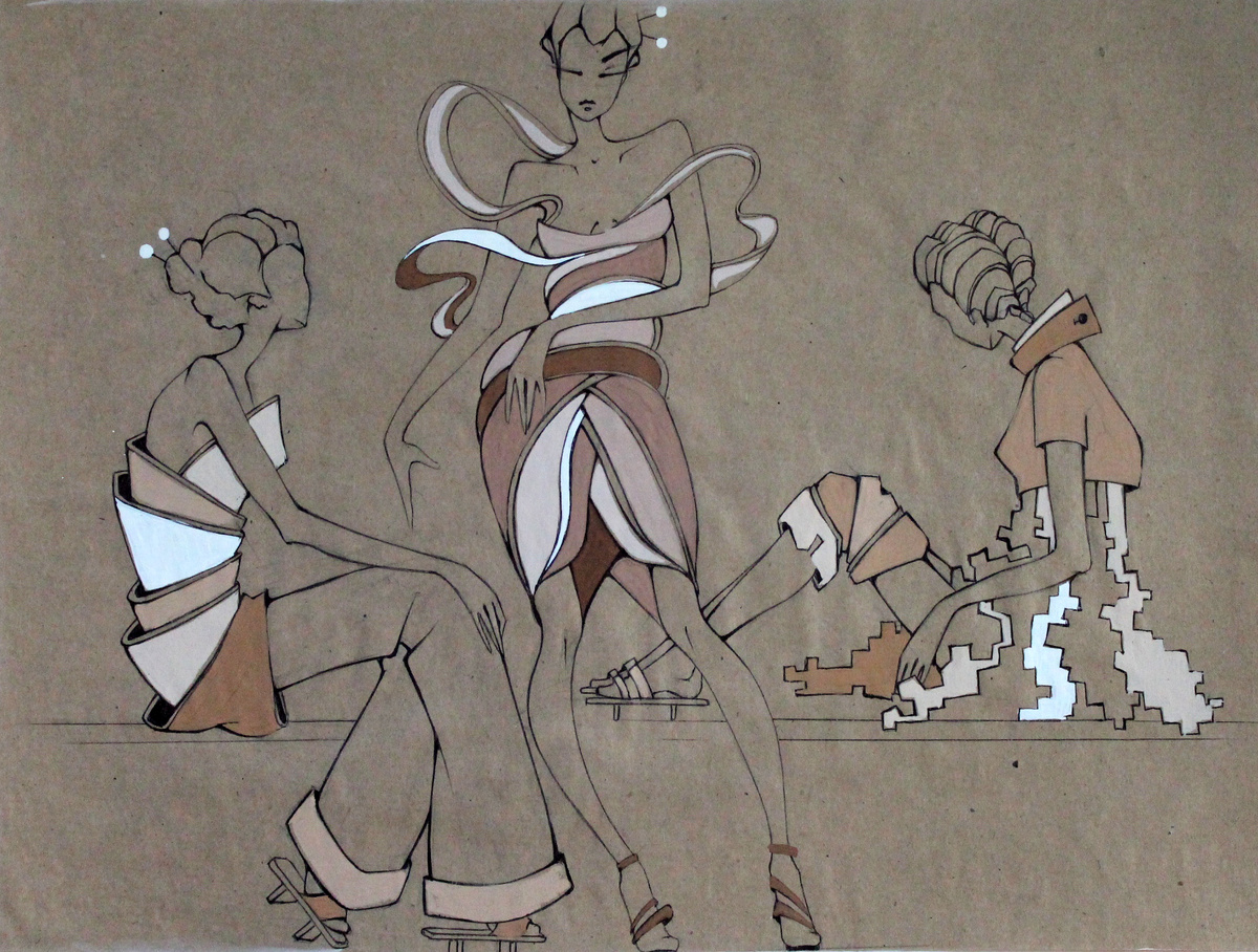 Фэшн эскизы. Студенческие работы.