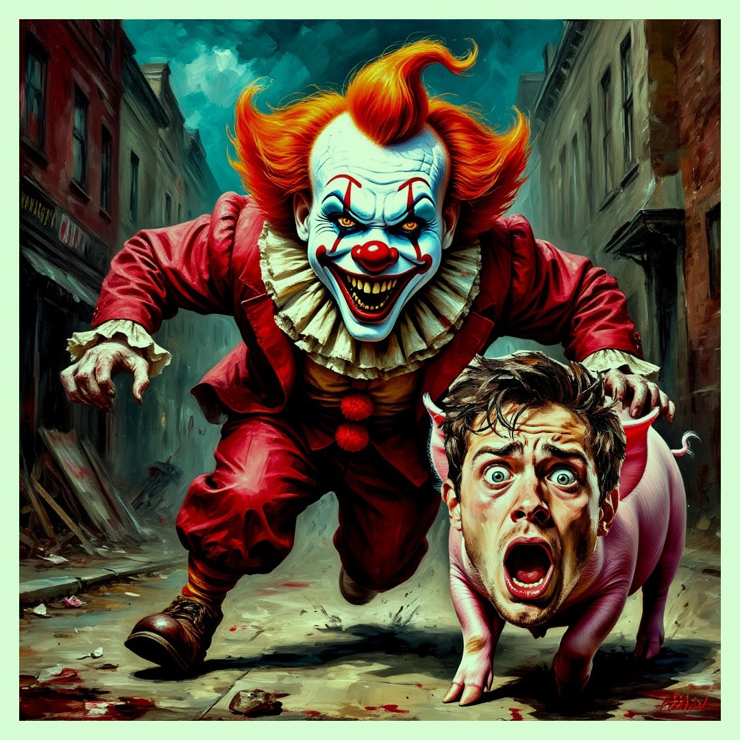 он бежал за свиньёй с человеческим лицом...