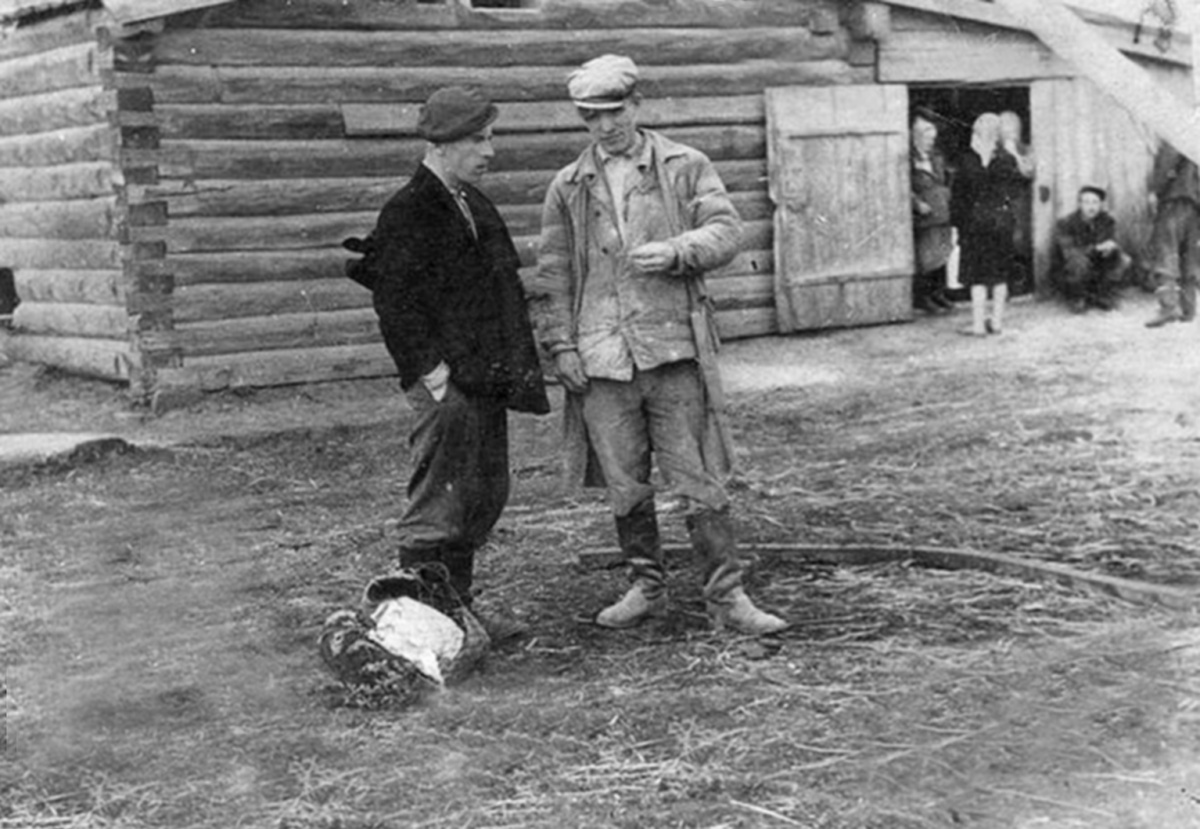 Мельник И.А. Пиняев  с  односельчанином П.Г. Алексеевым.