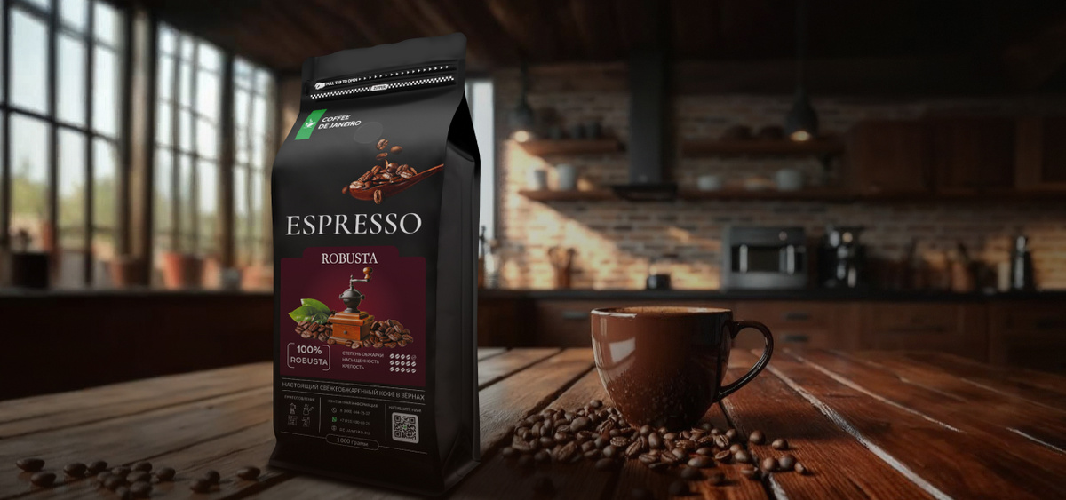 Каждая чашка Espresso Robusta – это глубокий, гармоничный вкус с нотами шоколада и орехов.