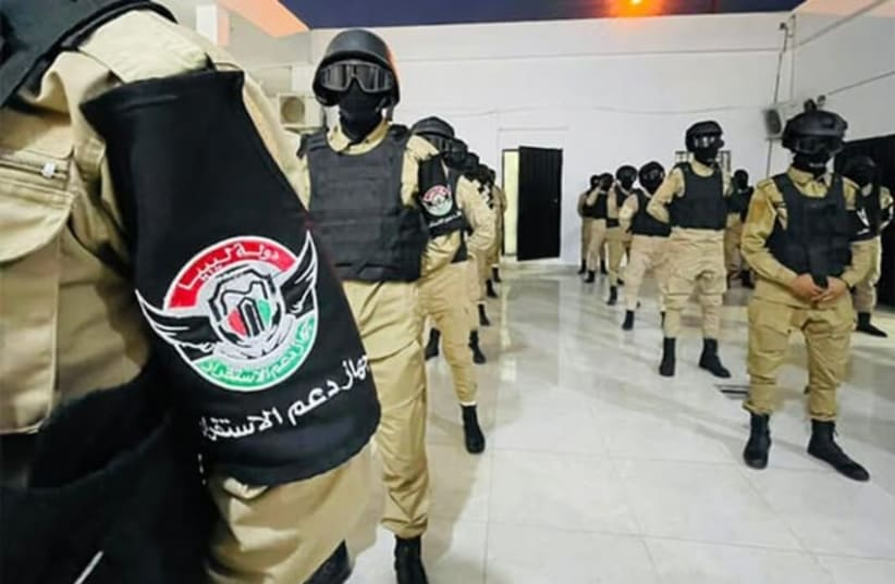 Members of Libya's influential militia, the Stability Support Apparatus (SSA), pictured in 2022; illustrative.(photo credit: Screenshot/Facebook )