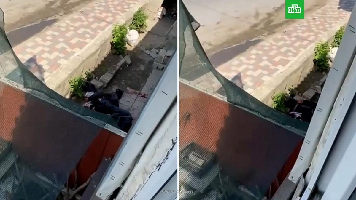    Борьба полицейского и боевика с ножом в Махачкале попала на видео