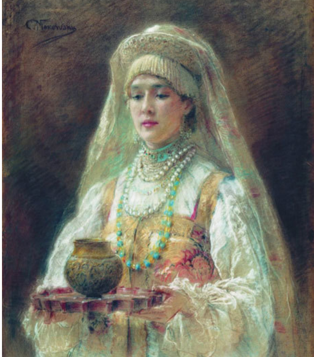 Девушка с чаркой (Стремянная). Худ. К. Маковский