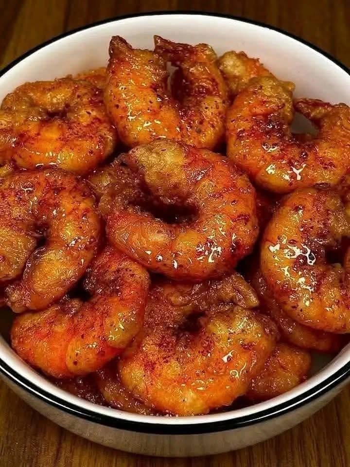 Жареные креветки в устричном соусе 