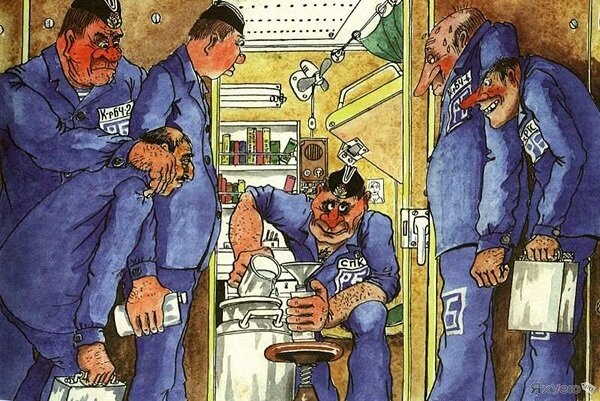 Старпом - главный спирточерпий на подводной лодке. Карикатура капитана 1 ранга Каравашкина О.В. Фото из Интернета.