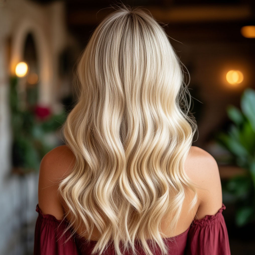 Красивая блондинка со спины