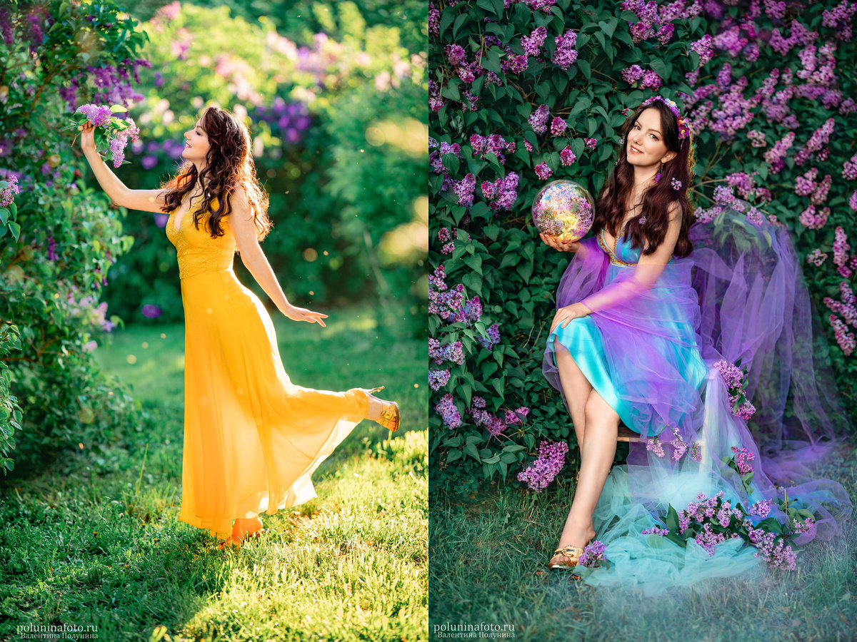 Одежда на съёмки в сирени. Фотограф - Валентина Полунина