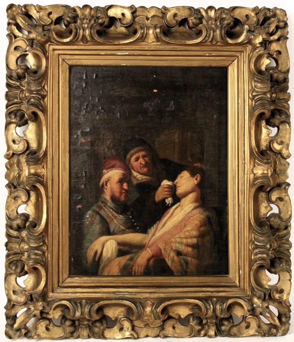 «Обоняние» (или «Пациент, упавший в обморок»), худ. Рембрандт, 1624-1625 гг. (до реставрации)