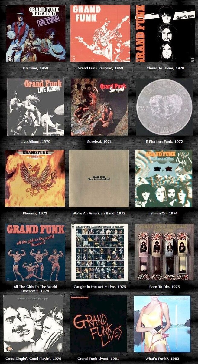 Все классические альбомы Grand Funk Railroad, включая два концертных 1970 и 1975 гг.