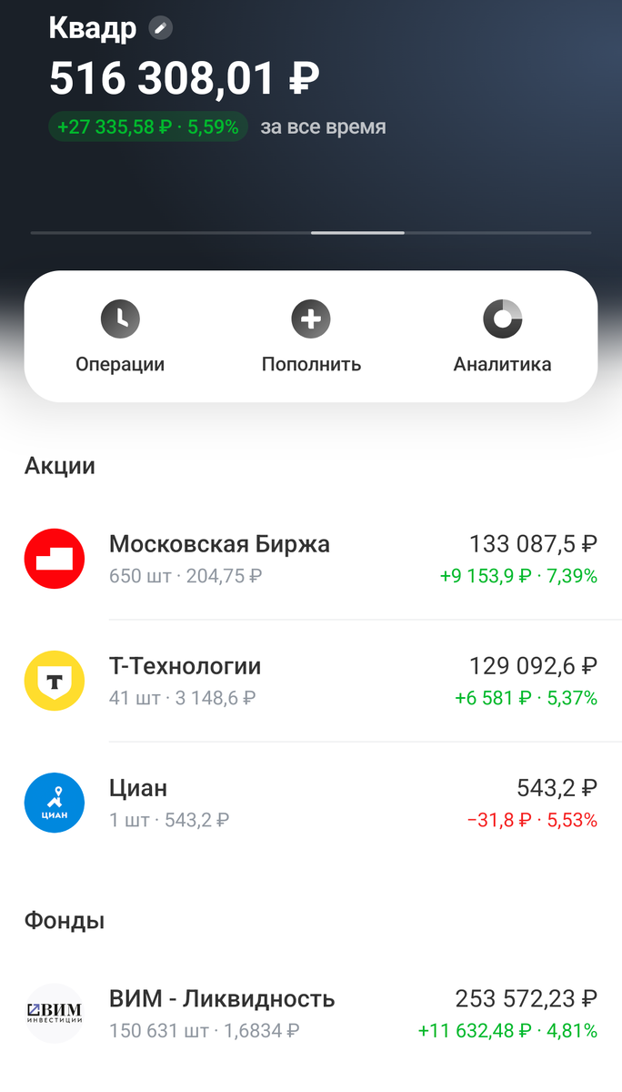 состояние порфеля