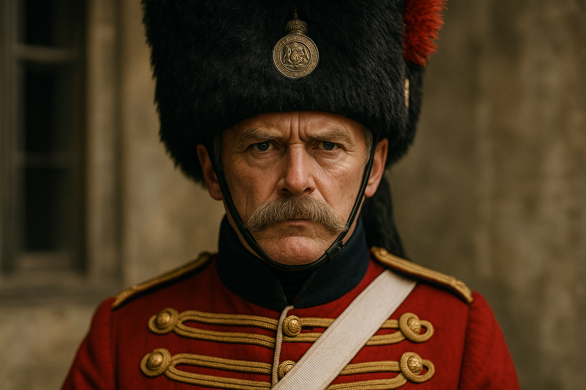 Капитан Чарльз Гордаль — «Глазами победителя»
Английский офицер, смотрящий на разрушенный Летний дворец с тем самым выражением: мы пришли, мы взяли, мы ушли. На его мундире — золото империи, а в глазах — холод офицерской решимости.