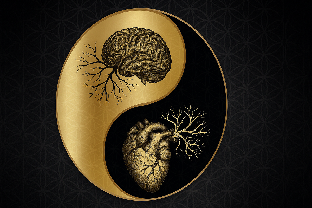 Символ Инь-Ян в новом прочтении — сердце и мозг, переплетённые корнями.
Это не просто образ. Это — путь женщины, возвращающей себе баланс.
Когда логика и чувства не в конфликте, а в союзе.
Когда ты выбираешь не быть только «сильной» или только «чувствительной»,
а быть собой — целостной.

