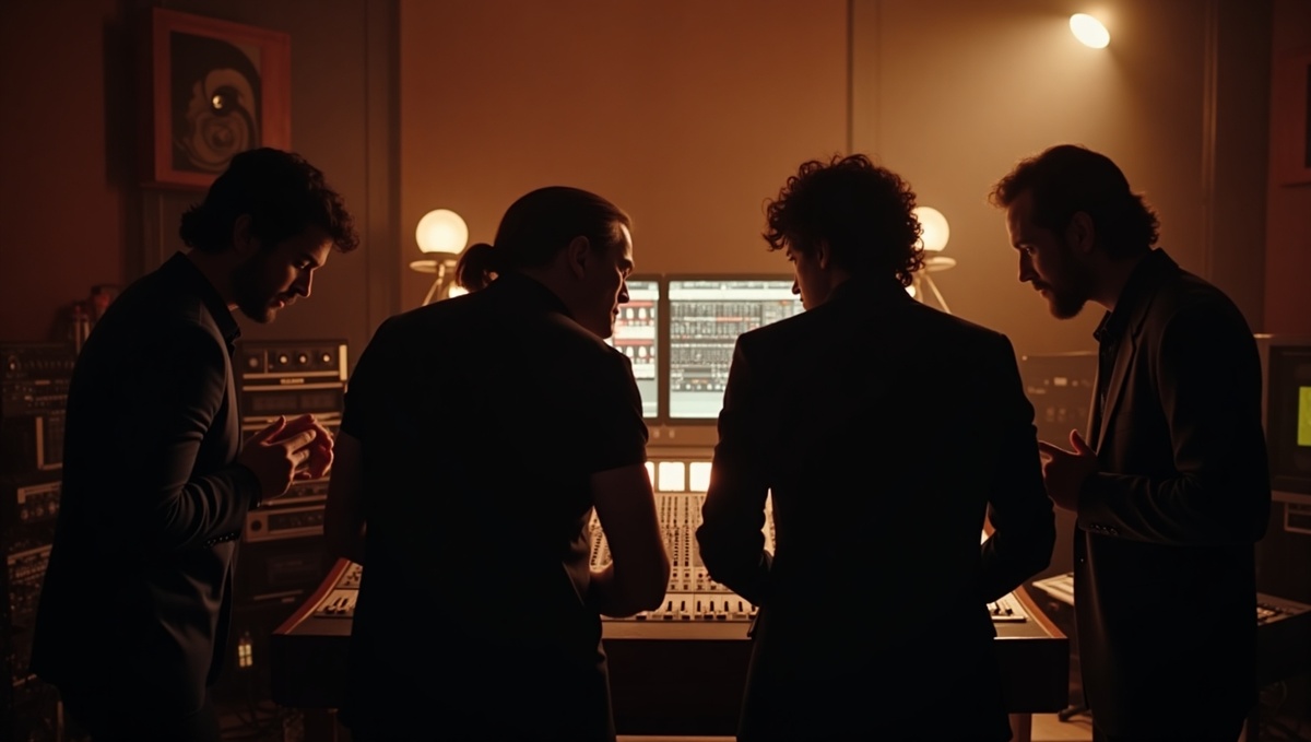 Участники группы в более зрелом возрасте. Студийные маги!