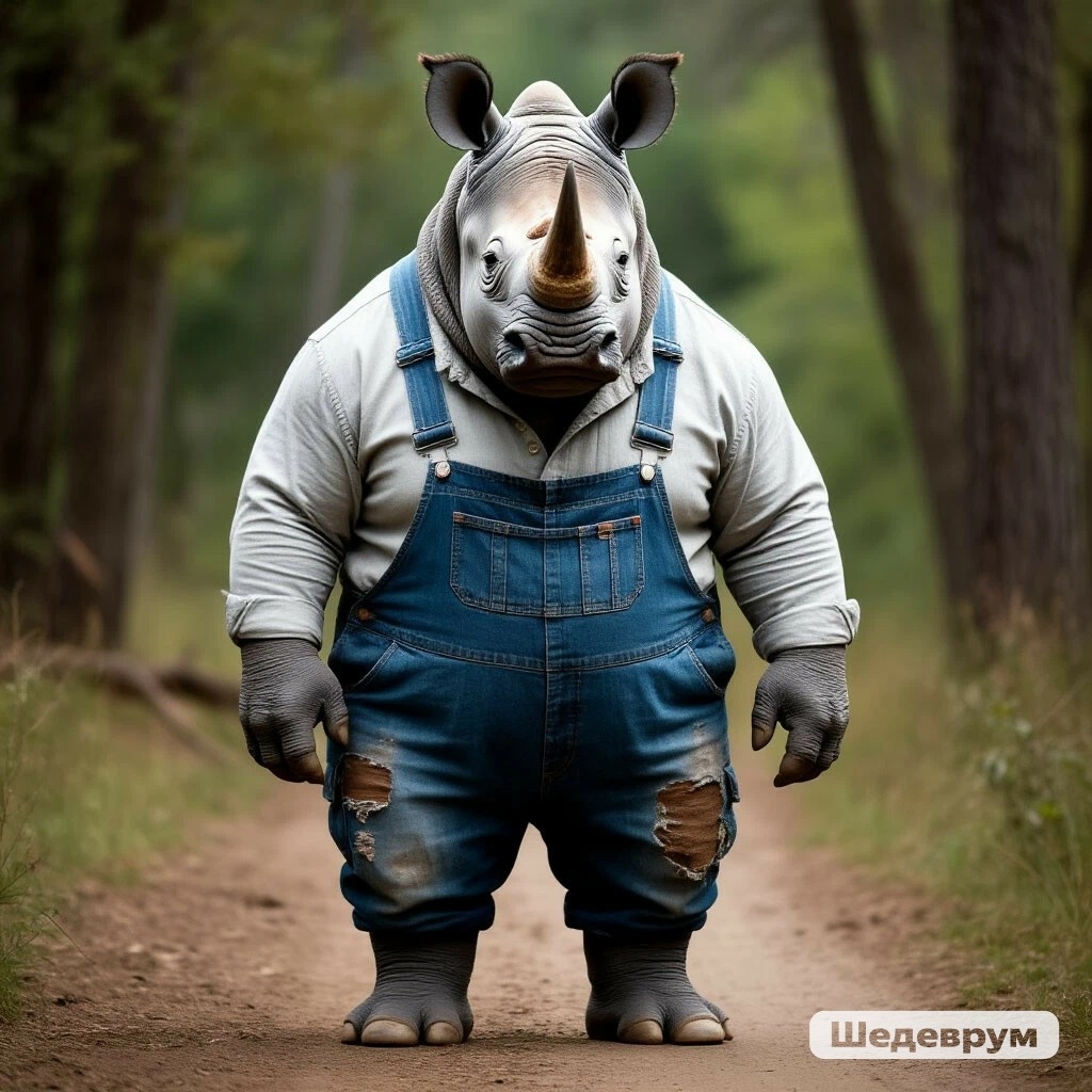 Шедеврум в комбенизоне и рубашке в полный рост