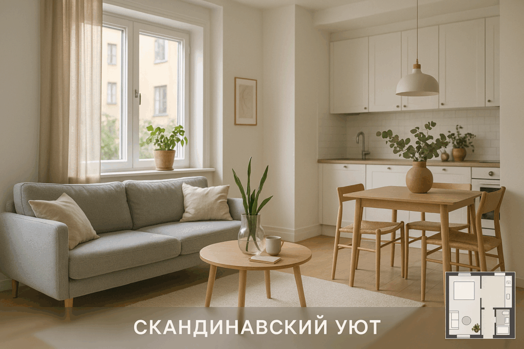    Дизайн интерьера малогабаритной квартиры в скандинавском стиле Keri