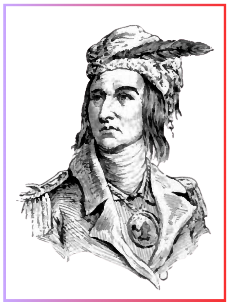 Портретный рисунок вождя шауни Текумсе, основанный на гравюре Бенсона Джона Лоссинга.