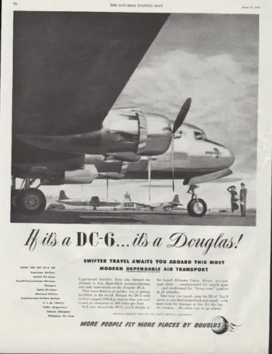 Реклама из золотого века Дугласа, эпохи пропеллеров. (Vintage Adventures)
