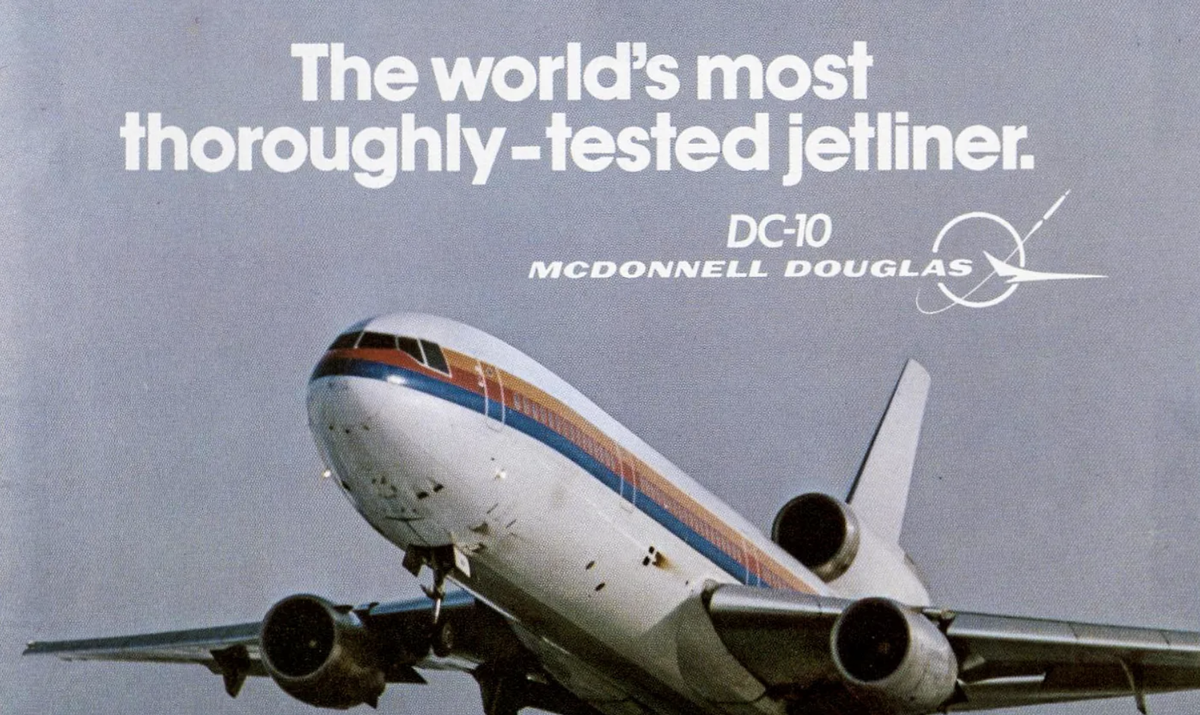 Реклама DC-10, которая, оглядываясь назад, кажется немного ироничной. (The Air Current)
