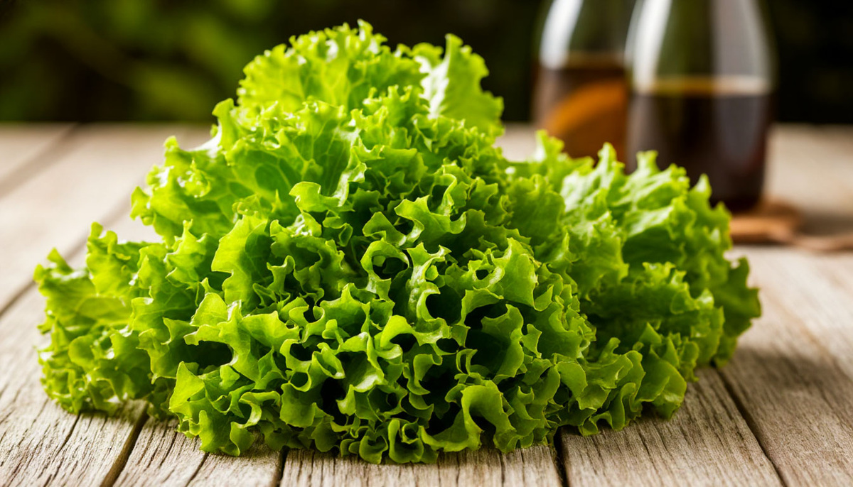 Листья салат на столе