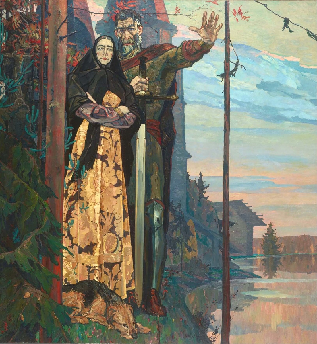 ил. П.Д. Корин триптих "Александр Невский" (левая часть)