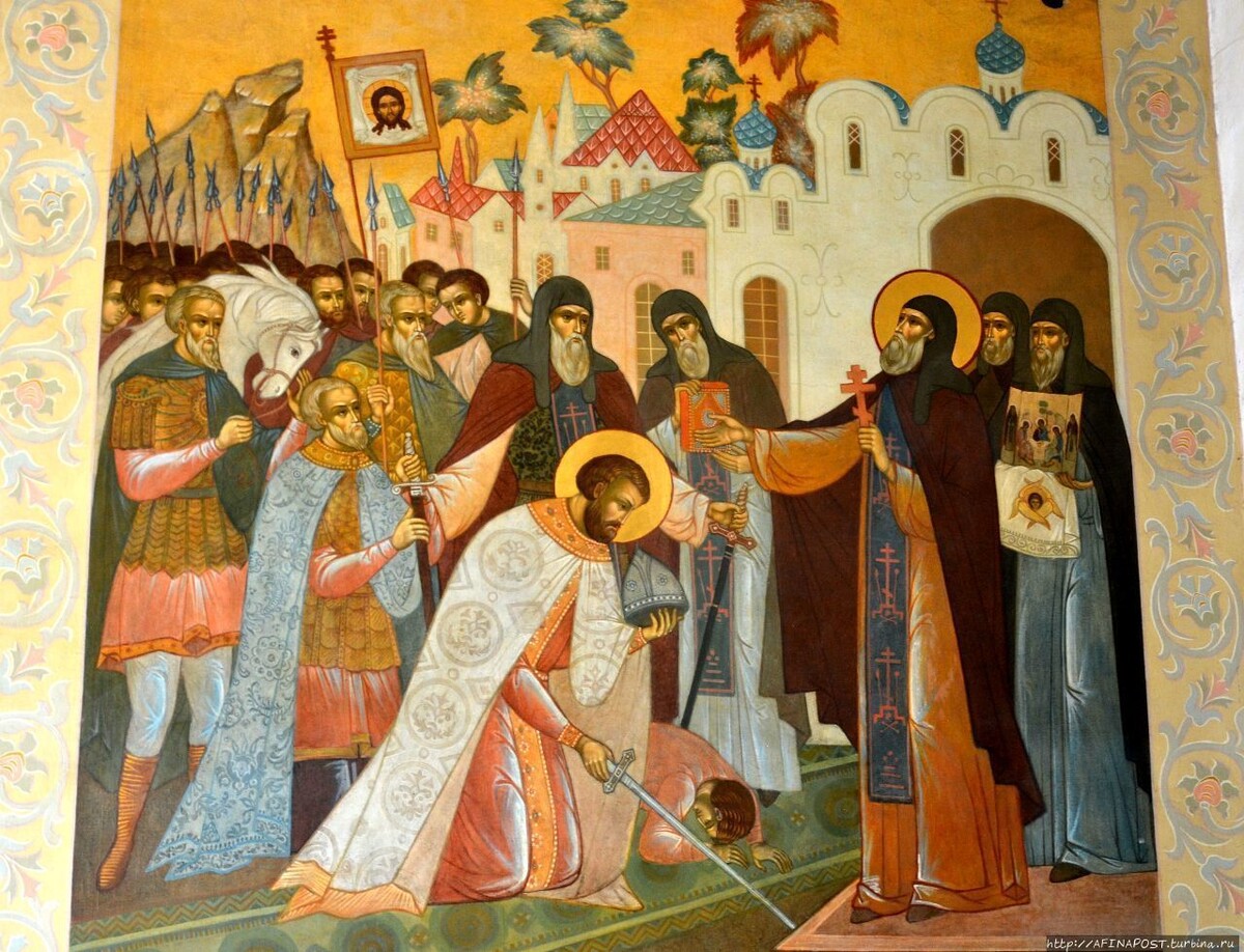 Сергий Радонежский благославляет Дмитрия Донского на Куликовскую битву