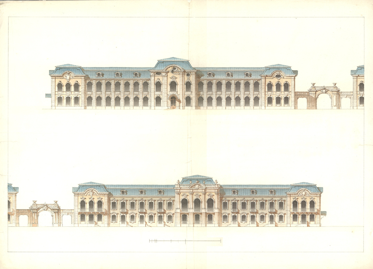 Второй Фрейлинский дом в Петергофе. Южный и северный фасады