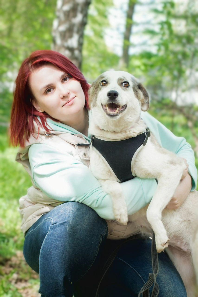 Волонтер с собакой на природе. Автор фото: Зооцентр КиС