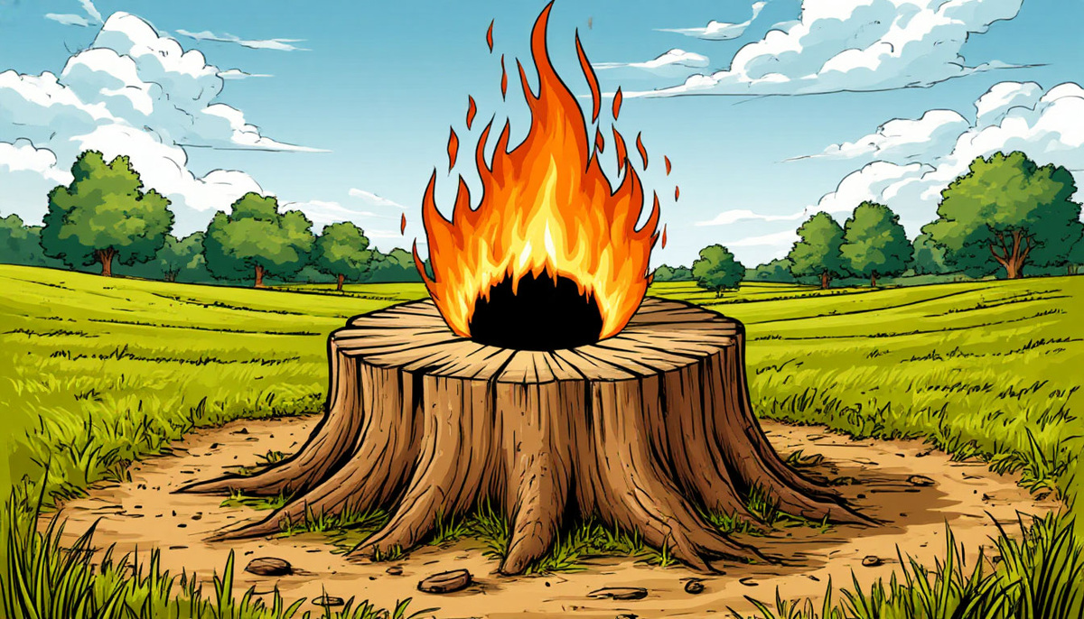 Ключевые слова: как выжечь пень, удаление пня огнем