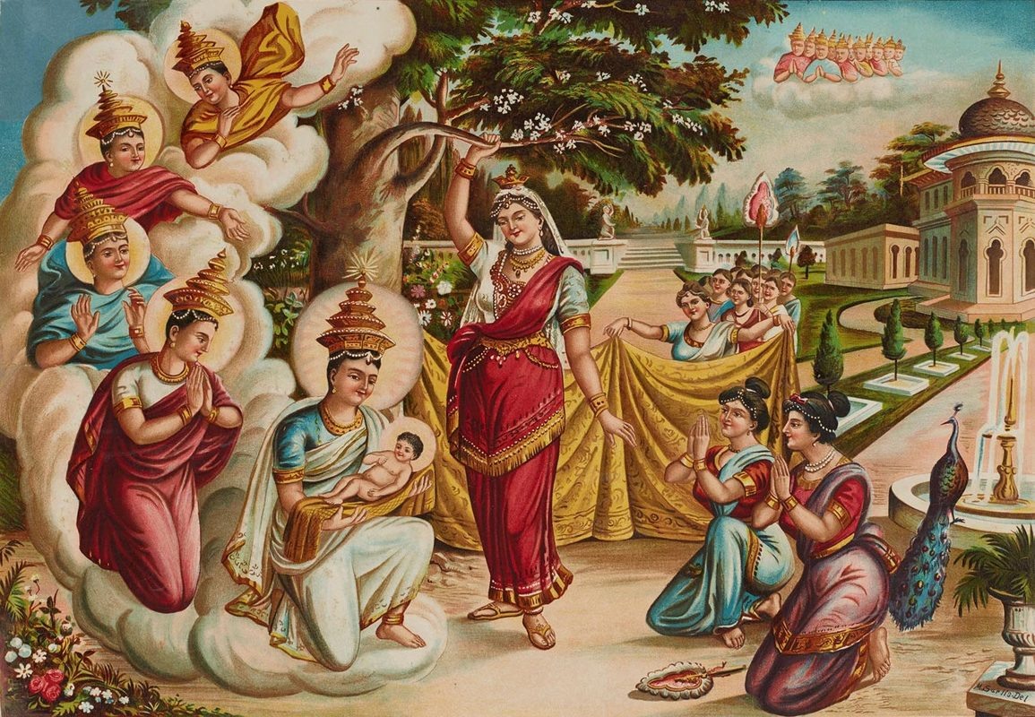 Рождение принца Сиддхартхи Гаутамы­. Постер мастера Малигаваге Сарлиса. Шри-Ланка, середина XX века. Amazon.com, Inc.