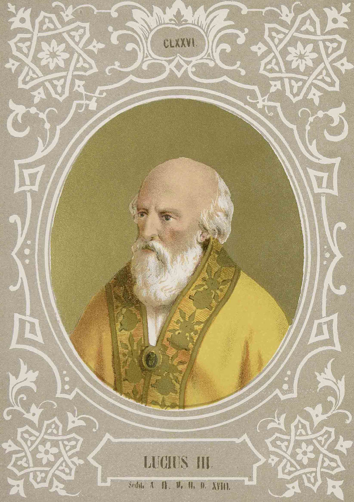 Папа Луций III. Хромолитография из книги «Ritratti e biografie dei romani pontefici: da S. Pietro a Leone 13». Рим, 1879 год. Biblioteca comunale di Trento