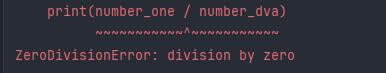 "ZeroDivisionError" (ошибка деления на ноль)